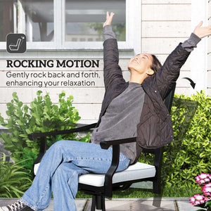 Set of 2 metal swivel and rocking chairs with cushion and armrests