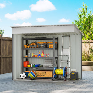 Metal garden shed with lockable sliding doors and ventilation