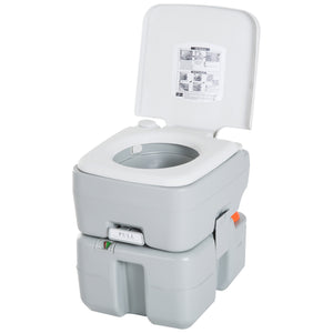 Portable travel toilet with flush tank, level indicator and tap, 20 liters
