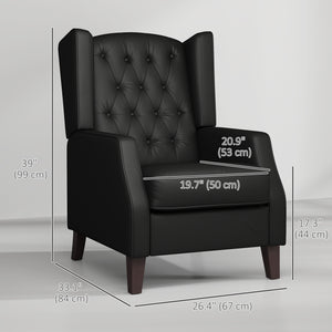 Modern faux leather accent chair with thick padding, black
