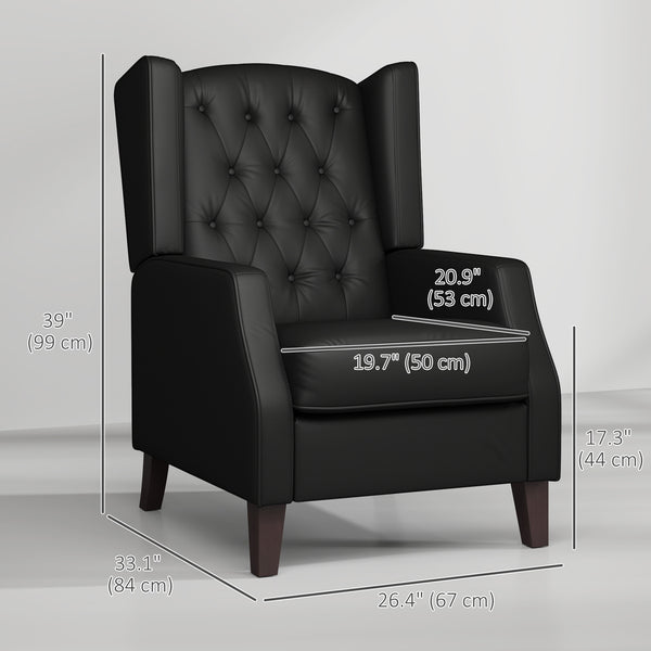 Modern faux leather accent chair with thick padding, black
