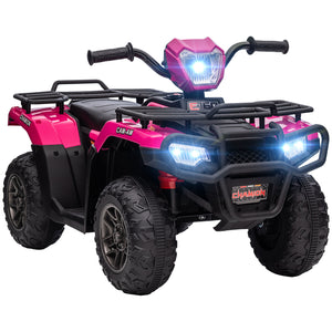 12V Off-Road Quad with MP3 Music and Spiked Tires, Pink