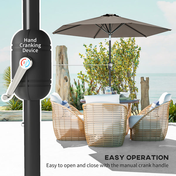 7.5 ft. 6-rib dark grey patio umbrella