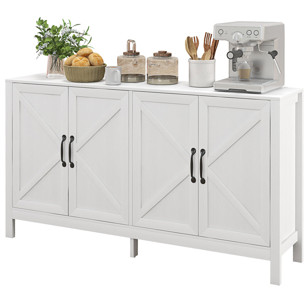 Barn Door Buffet with Adjustable Shelf, White
