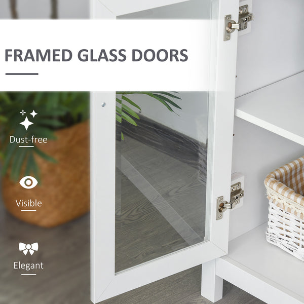 Multifunctional storage unit with adjustable shelves, white