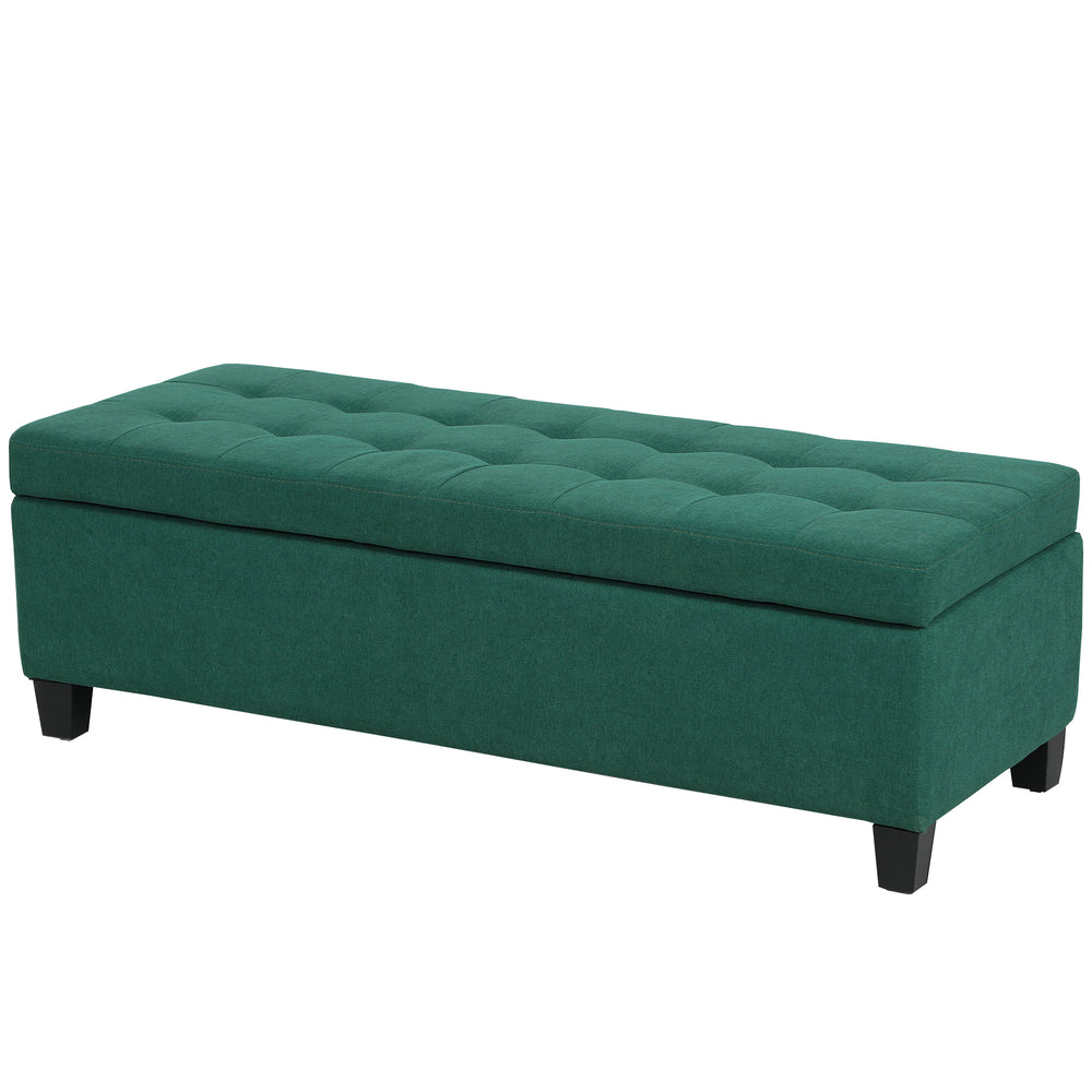 Rectangular upholstered entryway bench, dark green
