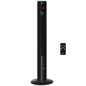 Freestanding Tower Fan with Oscillation, 3 Speeds, 12-Hour Timer, LED Sensor Panel, Remote Control, Black