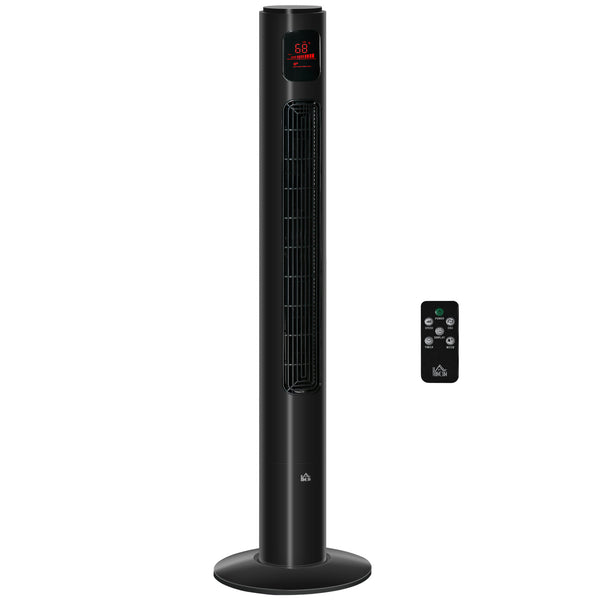 Freestanding Tower Fan with Oscillation, 3 Speeds, 12-Hour Timer, LED Sensor Panel, Remote Control, Black