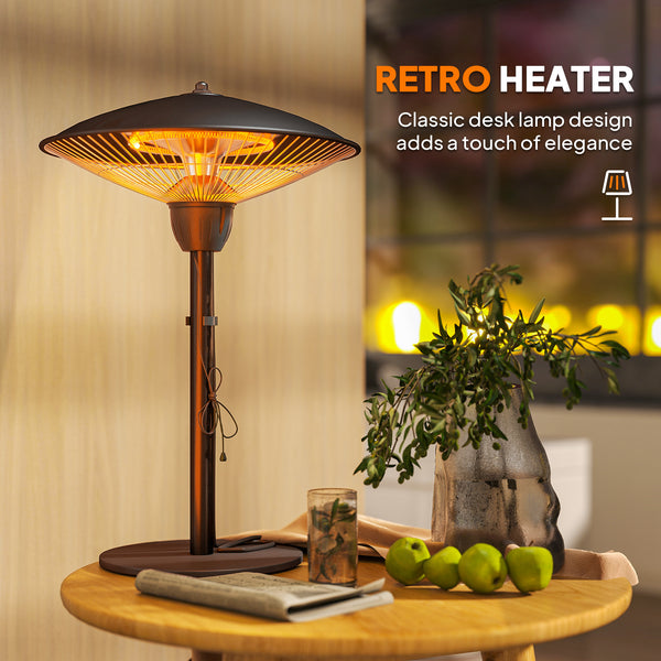 1500W electric patio heater with tip-over protection, black