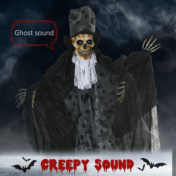 74" Animated Halloween Married Reaper with LED Eyes, Sounds, and Movements – Black