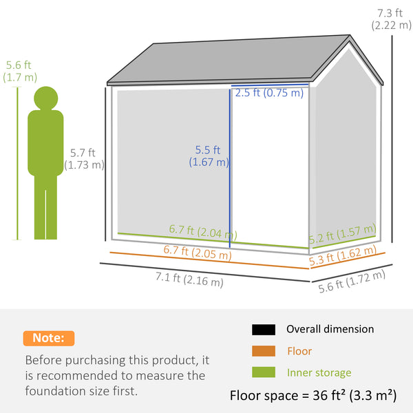 Metal garden shed with lockable door, ventilation, sloping roof, dark grey