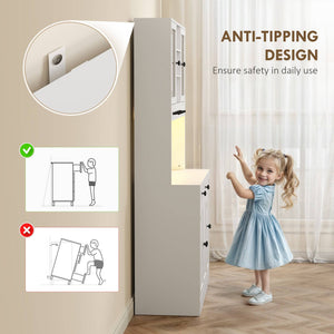 Tall kitchen cabinet with LED lighting, white