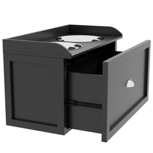 Raised Dog Bowls with Storage, 2 Stainless Steel Bowls, Black