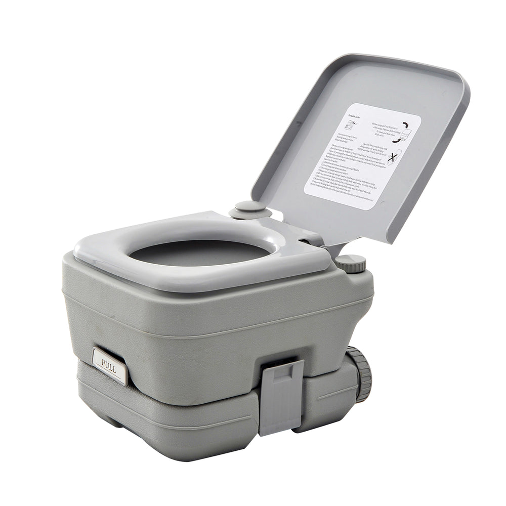 Portable travel toilet with flushable water tank, 10 liters 