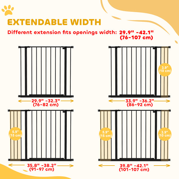Pressure-mounted pet safety gate, black