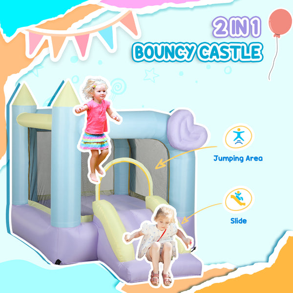 Inflatable castle with blower and slide