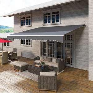 Electric outdoor awning 9.8 x 12.8 with remote control, grey 