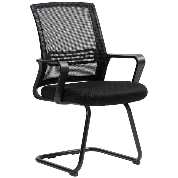 Ergonomic office chair without casters, black