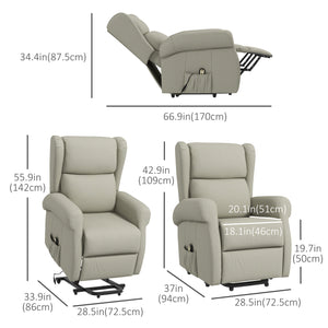 Electric Reclining Wingback Lift Chair with Footrest, Cream White