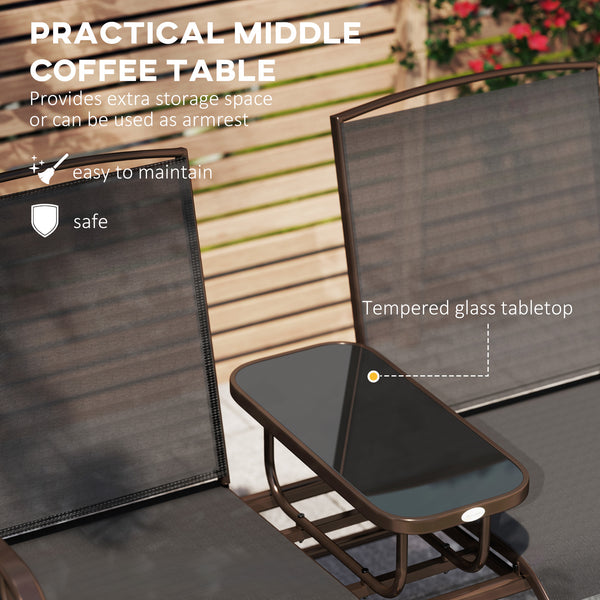 2 Person Outdoor Rocking Chair Garden Bench Black