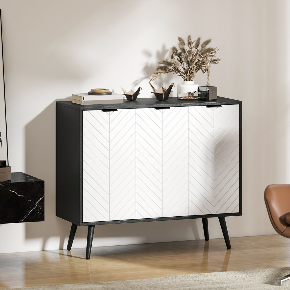 Modern sideboard with adjustable shelves and 3 doors, black