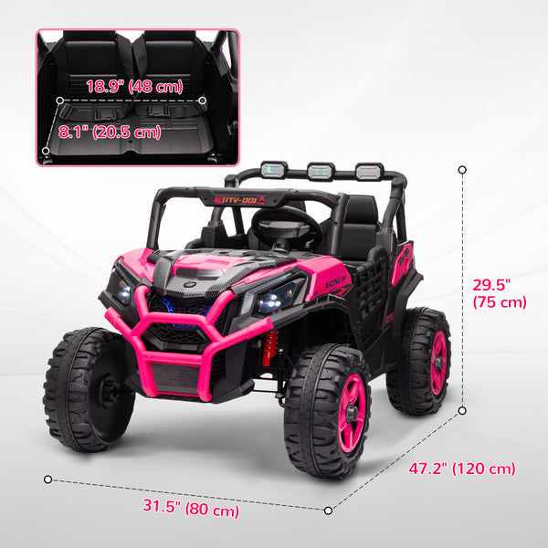 24V 2-seater vehicle with remote control and spring suspension, pink