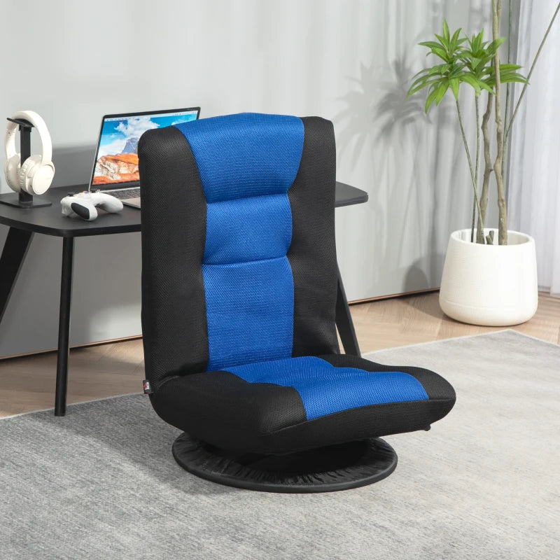 360 Degree Swivel Folding Floor Chair, 6 Position Adjustable, Blue