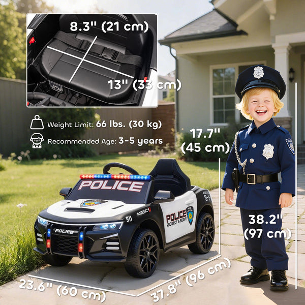 12V Electric Police Car with Remote Control and Sirens