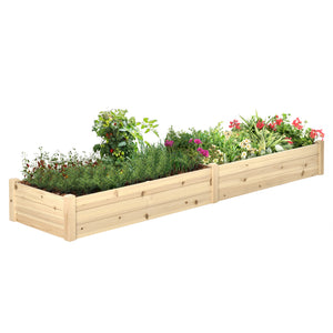 Raised wooden planter with 2 flower boxes and non-woven fabric lining
