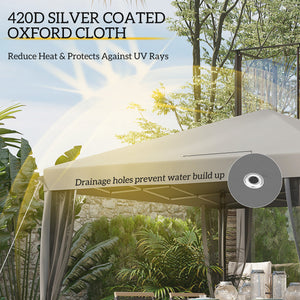 10' x 10' Gazebo with Removable Side Netting and Carry Bag for Outdoor Patio, Light Gray