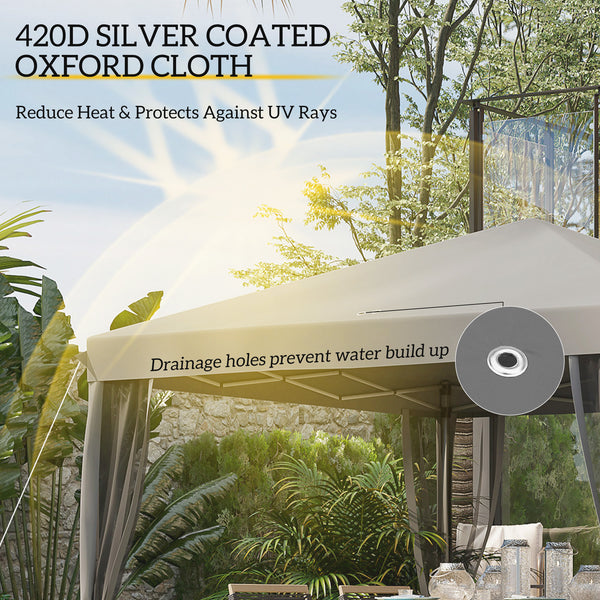 10' x 10' Gazebo with Removable Side Netting and Carry Bag for Outdoor Patio, Light Gray