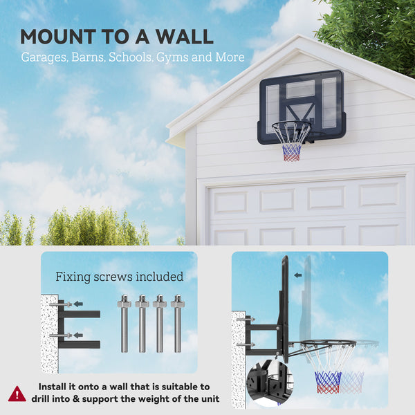 43-inch Reinforced and Impact Resistant Wall Mounted Basketball Hoop and Net