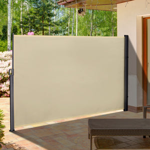 Folding outdoor awning, UV and wind resistant, cream white