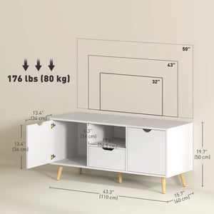 TV stand with storage for TVs up to 50 inches, white