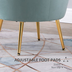 Lotus accent chair in velvet fabric with gold metal legs, green