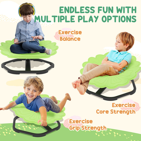 Flower-shaped swivel chair for children, green