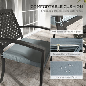 5 Piece Outdoor Dining Set with 4 Padded Stacking Armchairs, Patio Furniture Set with Umbrella Hole, Grey