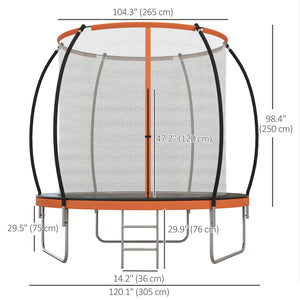 10ft Trampoline with Enclosure Net and Ladder, Orange
