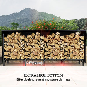 8ft Outdoor Log Rack with Cover