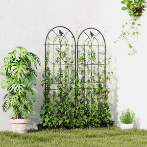Set of 2 metal garden trellises, black