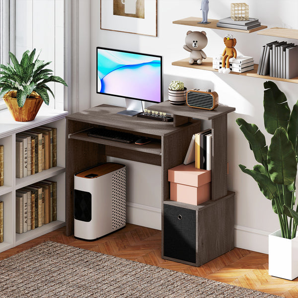 Computer Desk with Sliding Keyboard Tray, Storage Drawer, Gray