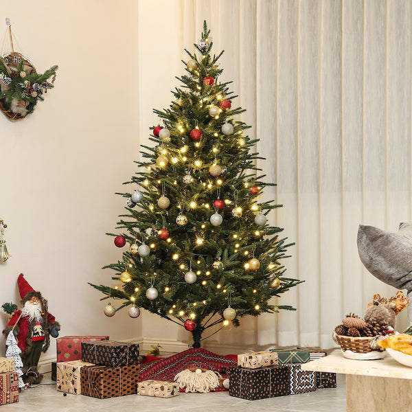 6ft Pre-Lit Artificial Christmas Tree with 1022 Branches and Warm White LED Lights