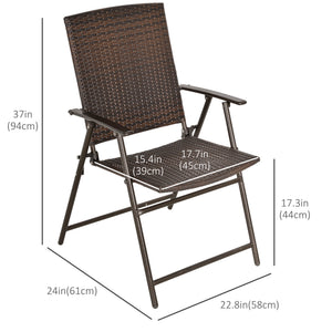 Set of 2 garden chairs in brown woven resin