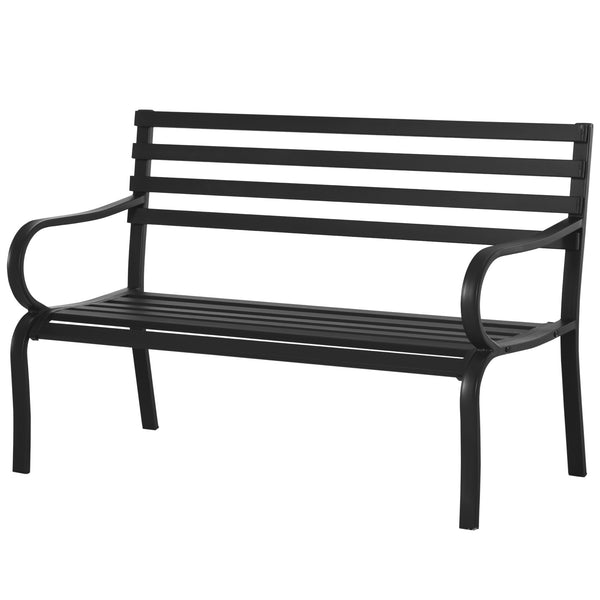 2 Seater Garden Bench, Metal Outdoor Bench for Yard, Lawn, Porch, Black