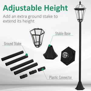 Set of 2 LED garden lights with automatic switch, black