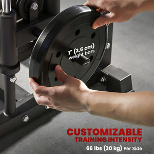 Double pulley system with pull-up bar and 14 adjustable positions