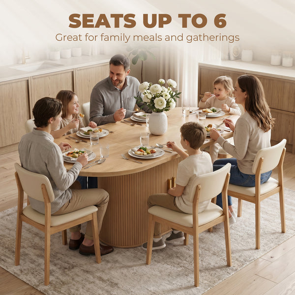 71" dining table with storage, oak finish