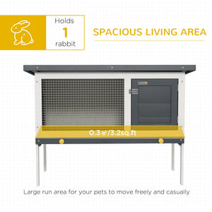 Wooden hutch with pull-out tray and opening roof, dark gray