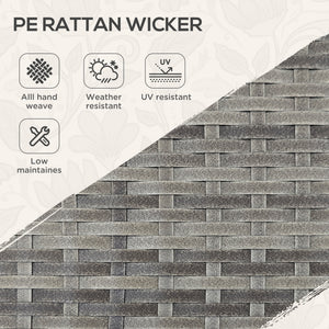 PE resin wicker garden service trolley with 2-tier shelf, heather grey