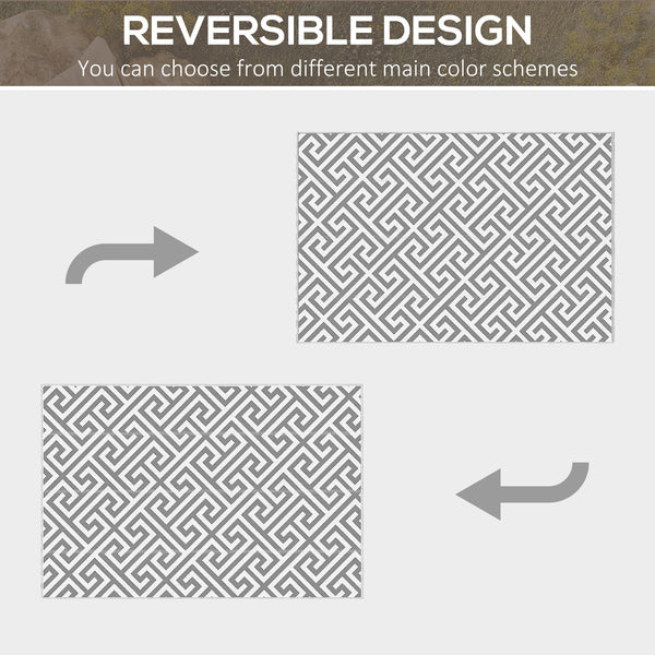 Reversible outdoor rug, grey and white
